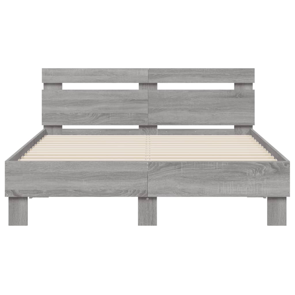 vidaXL Bed Frame with LED without Mattress Grey Sonoma 120x190 cm Small Double