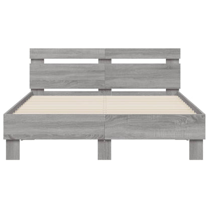 vidaXL Bed Frame with LED without Mattress Grey Sonoma 120x190 cm Small Double