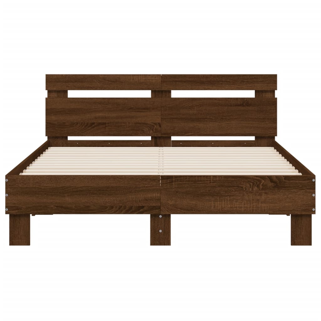 vidaXL Bed Frame | Brown oak | Engineered wood, Plywood | Small Double