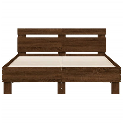 vidaXL Bed Frame | Brown oak | Engineered wood, Plywood | Small Double