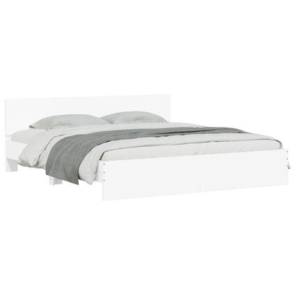 vidaXL Bed Frame | White | Engineered wood, Plywood | 200 x 200 cm for mattress
