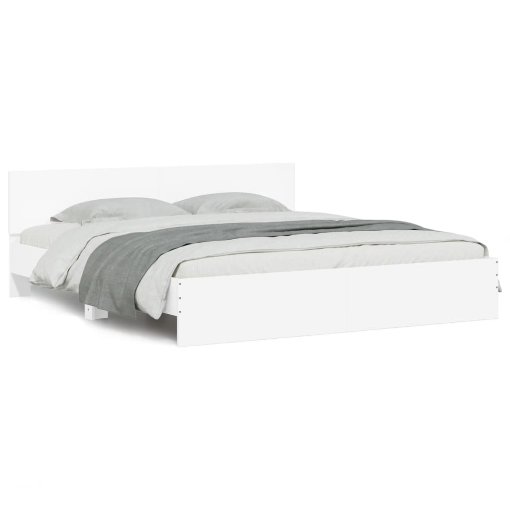 vidaXL Bed Frame | White | Engineered wood, Plywood | 200 x 200 cm for mattress