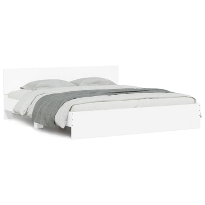 vidaXL Bed Frame | White | Engineered wood, Plywood | 200 x 200 cm for mattress