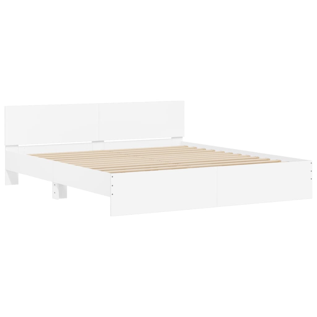 vidaXL Bed Frame with LED without Mattress White 200x200 cm