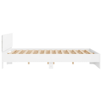 vidaXL Bed Frame | White | Engineered wood, Plywood | 200 x 200 cm for mattress