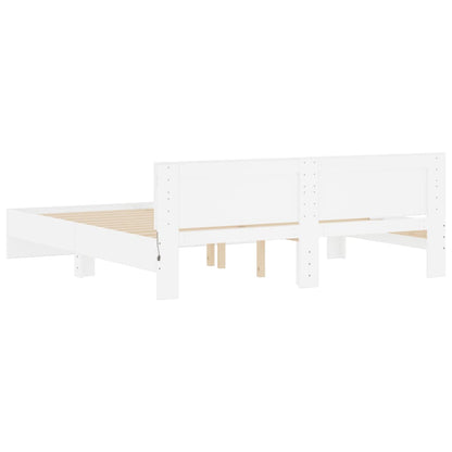 vidaXL Bed Frame | White | Engineered wood, Plywood | 200 x 200 cm for mattress