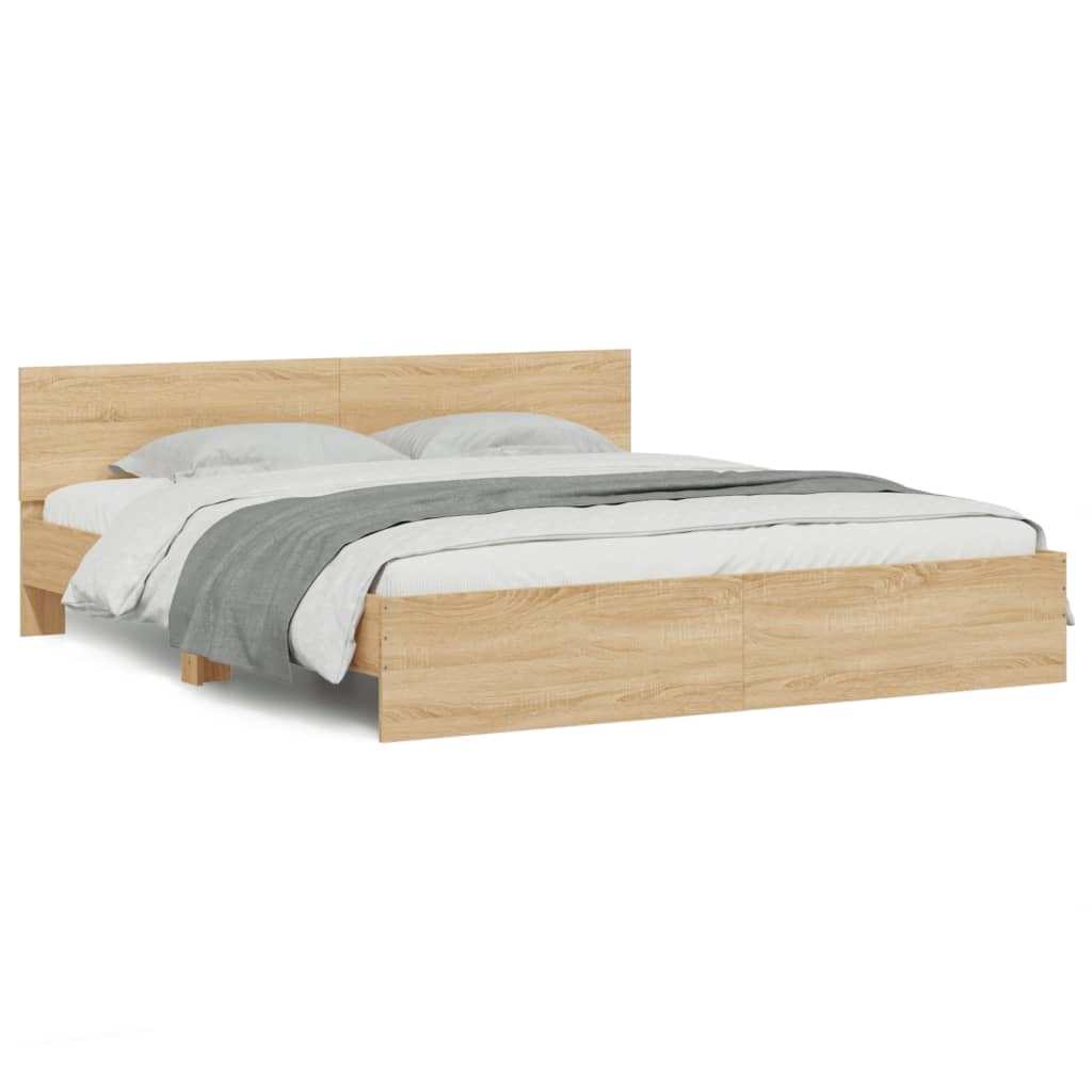 vidaXL Bed Frame | Sonoma Oak | Engineered wood and plywood | Double | Bed Frame