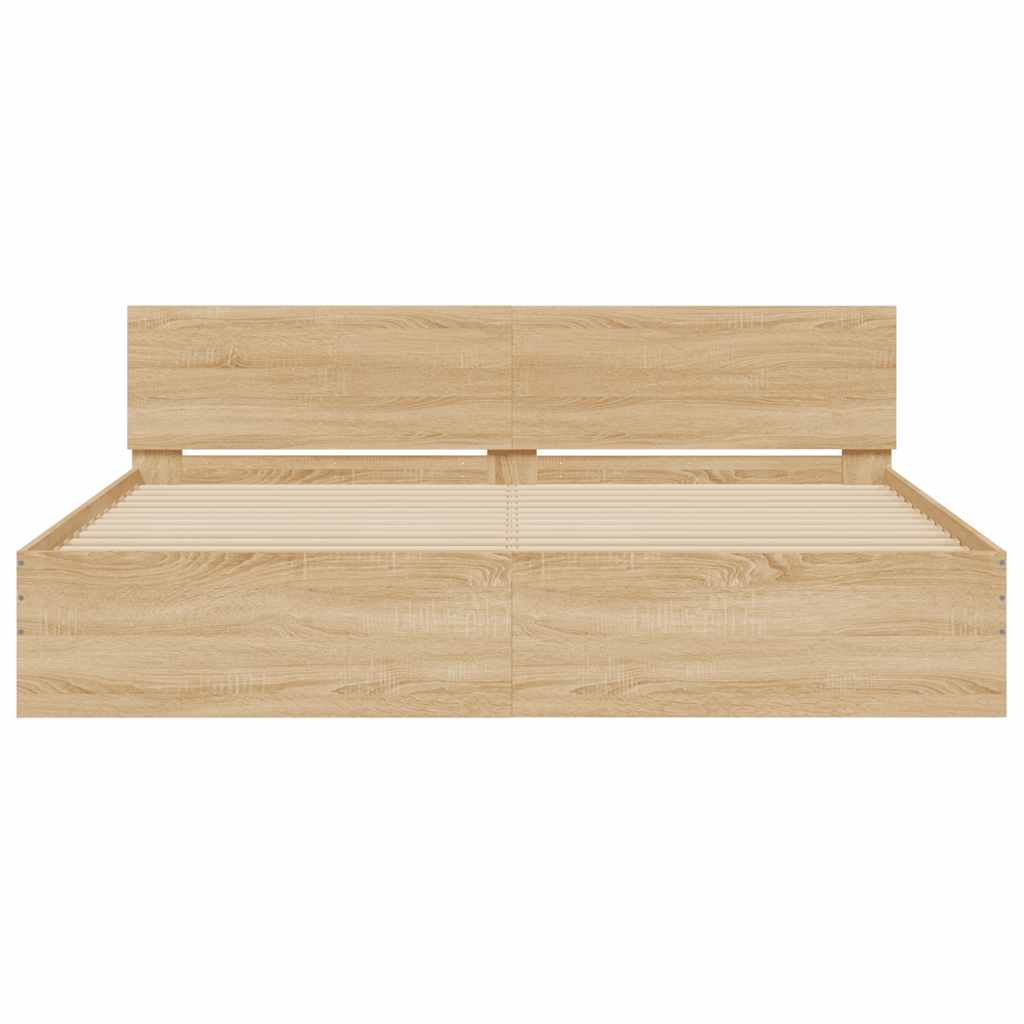 vidaXL Bed Frame with LED without Mattress Sonoma Oak 200x200 cm