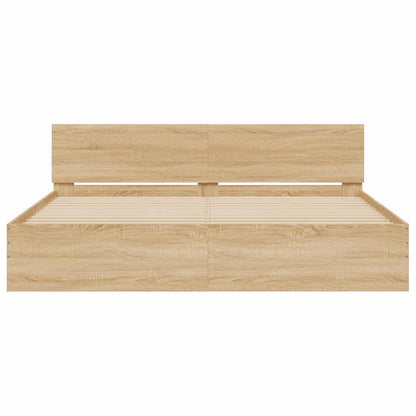 vidaXL Bed Frame with LED without Mattress Sonoma Oak 200x200 cm
