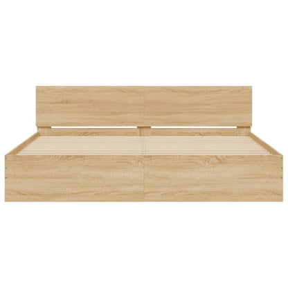 vidaXL Bed Frame with LED without Mattress Sonoma Oak 200x200 cm