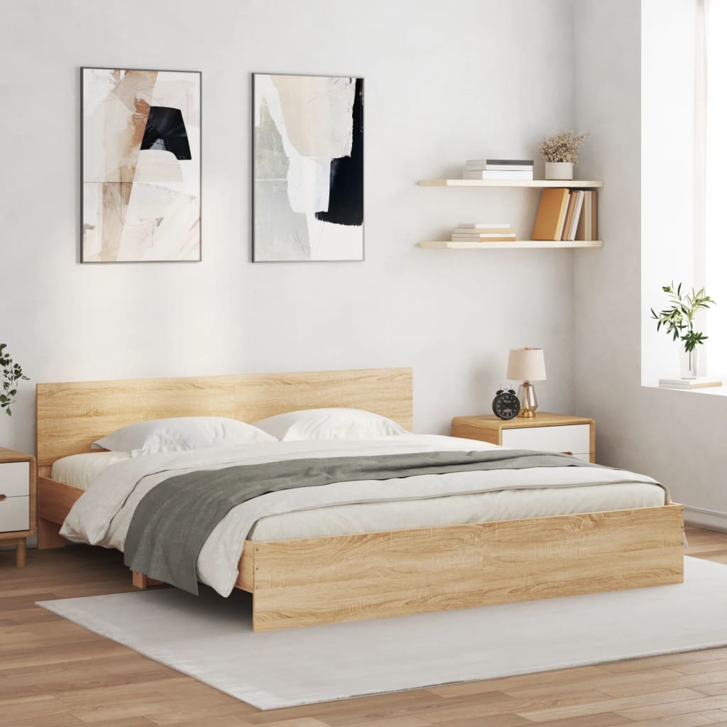 vidaXL Bed Frame | Sonoma Oak | Engineered wood and plywood | Double | Bed Frame