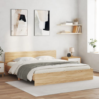 vidaXL Bed Frame | Sonoma Oak | Engineered wood and plywood | Double | Bed Frame