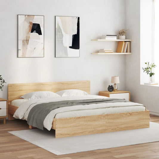 vidaXL Bed Frame | Sonoma Oak | Engineered wood and plywood | Double | Bed Frame