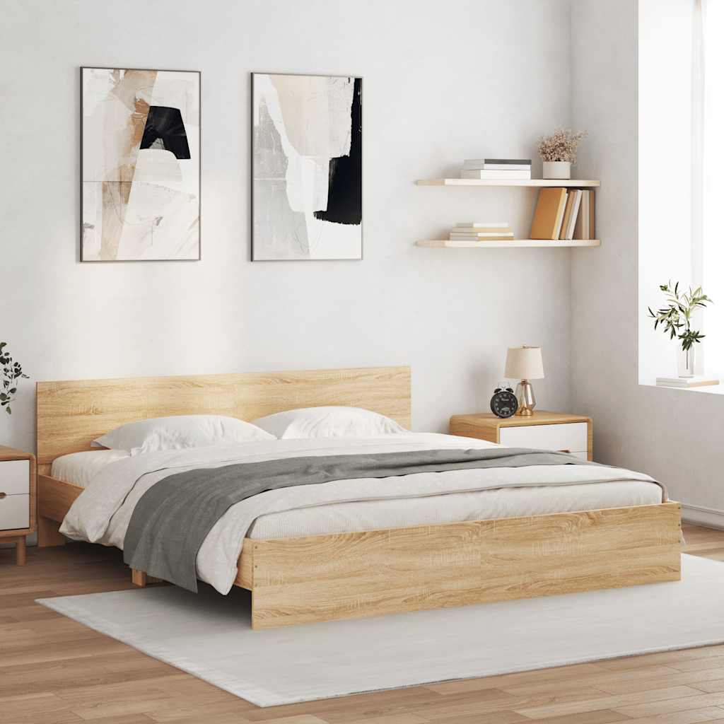 vidaXL Bed Frame with LED without Mattress Sonoma Oak 200x200 cm