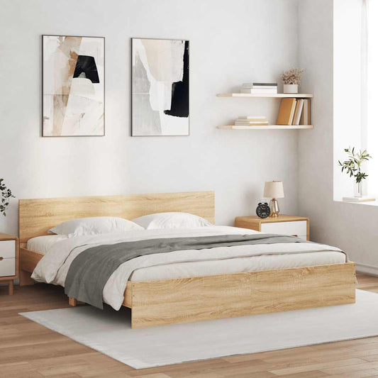vidaXL Bed Frame with LED without Mattress Sonoma Oak 200x200 cm