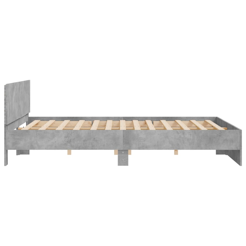 vidaXL Bed Frame with LED without Mattress Concrete Grey 200x200 cm