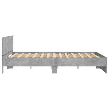 vidaXL Bed Frame with LED without Mattress Concrete Grey 200x200 cm