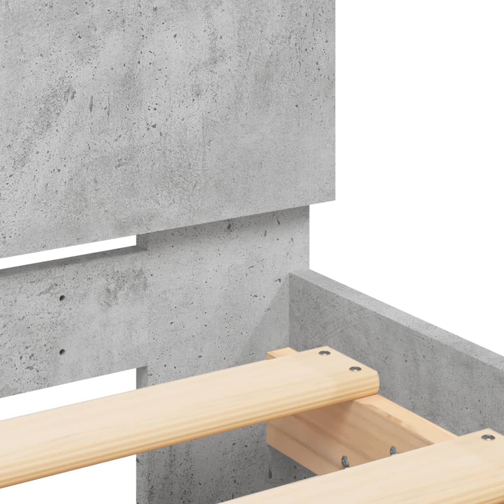 vidaXL Bed Frame with LED without Mattress Concrete Grey 200x200 cm