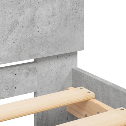 vidaXL Bed Frame with LED without Mattress Concrete Grey 200x200 cm