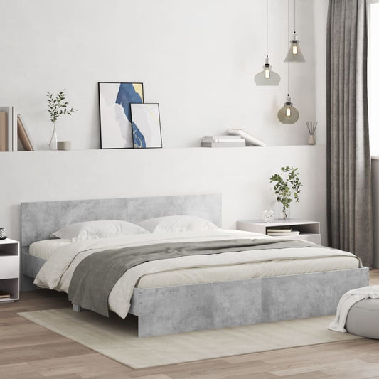 vidaXL Bed Frame with LED without Mattress Concrete Grey 200x200 cm