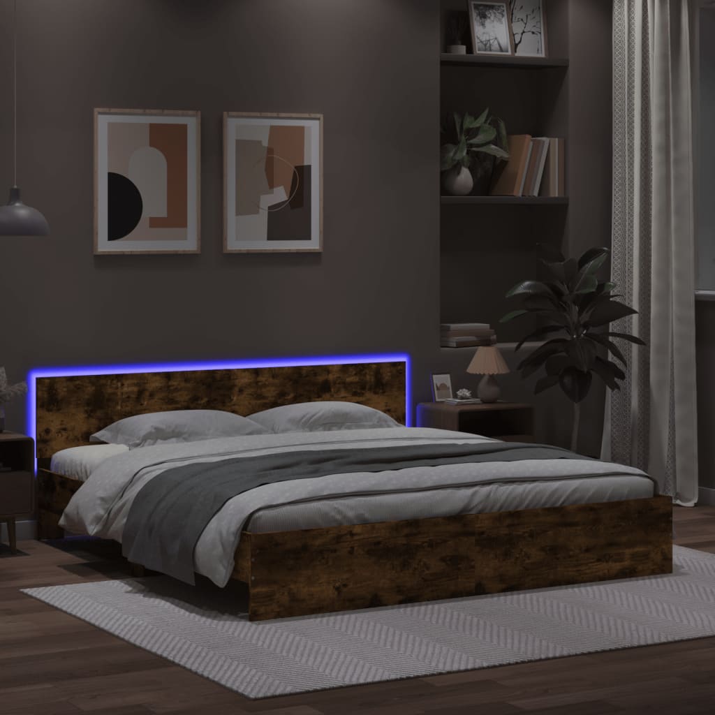 vidaXL Bed Frame | Smoked Oak | Engineered wood | Double | Bed Frame