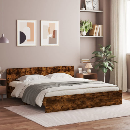 vidaXL Bed Frame | Smoked Oak | Engineered wood | Double | Bed Frame