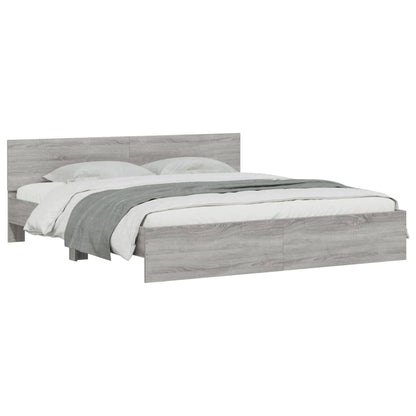 vidaXL Bed Frame with LED without Mattress Grey Sonoma 200x200 cm