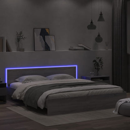 vidaXL Bed Frame | Grey Sonoma | Engineered wood, Plywood slats | 200 x 200 cm