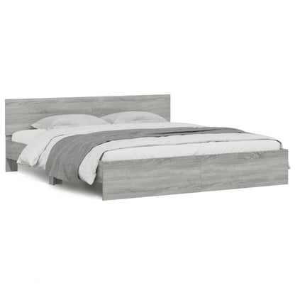 vidaXL Bed Frame | Grey Sonoma | Engineered wood, Plywood slats | 200 x 200 cm