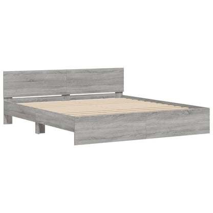 vidaXL Bed Frame | Grey Sonoma | Engineered wood, Plywood slats | 200 x 200 cm