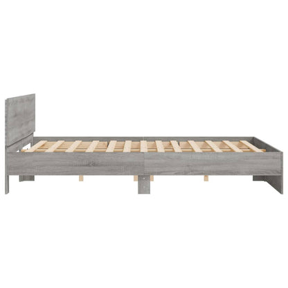 vidaXL Bed Frame | Grey Sonoma | Engineered wood, Plywood slats | 200 x 200 cm
