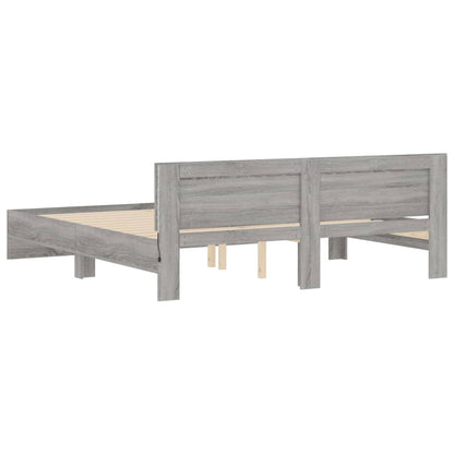 vidaXL Bed Frame | Grey Sonoma | Engineered wood, Plywood slats | 200 x 200 cm