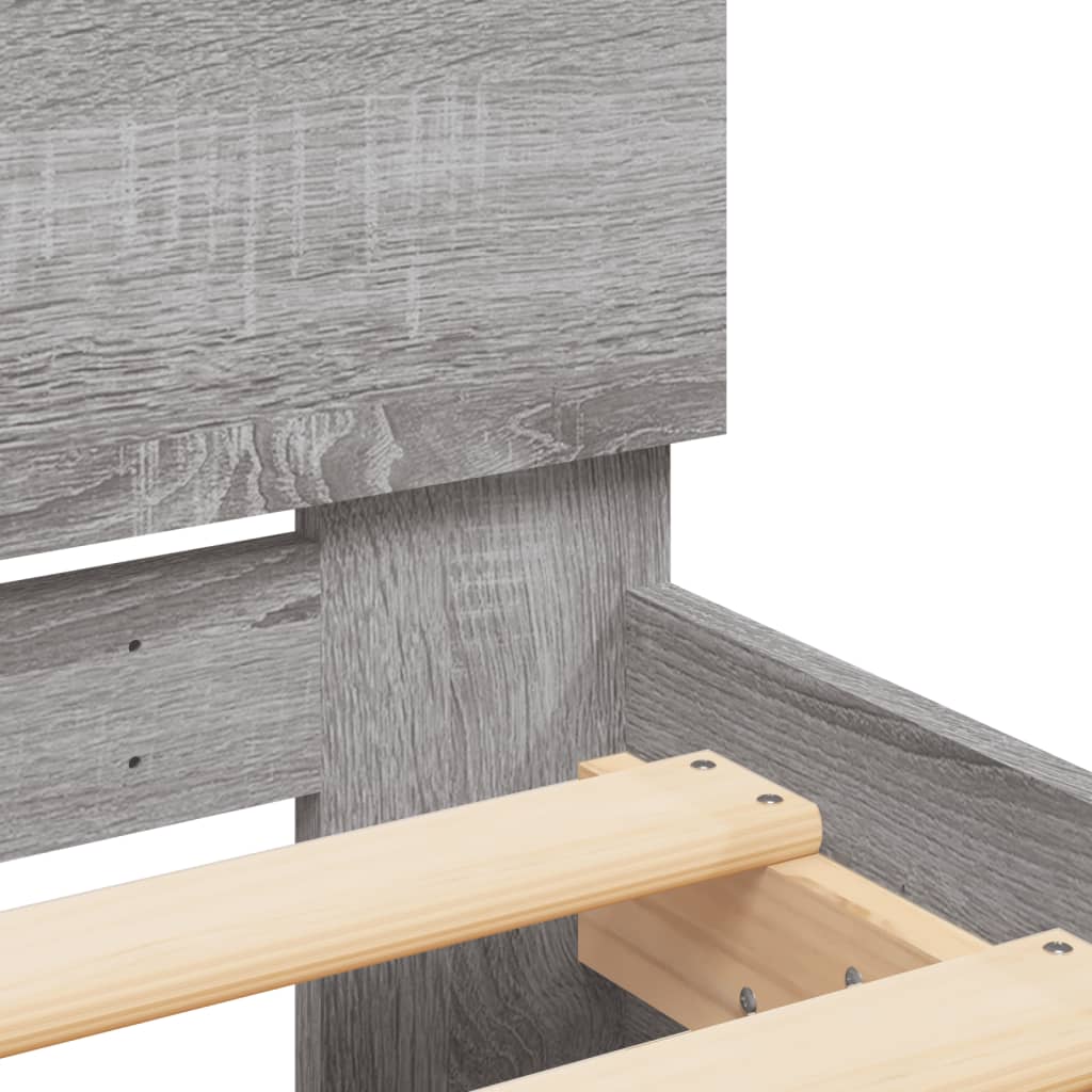 vidaXL Bed Frame | Grey Sonoma | Engineered wood, Plywood slats | 200 x 200 cm