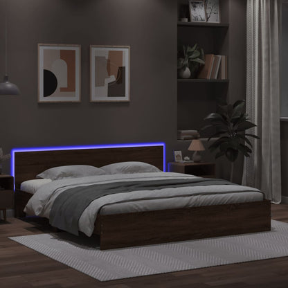 vidaXL Bed Frame | Brown Oak | Engineered wood and Plywood | Double | Bed Frame