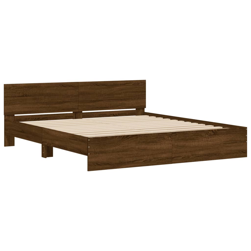 vidaXL Bed Frame | Brown Oak | Engineered wood and Plywood | Double | Bed Frame