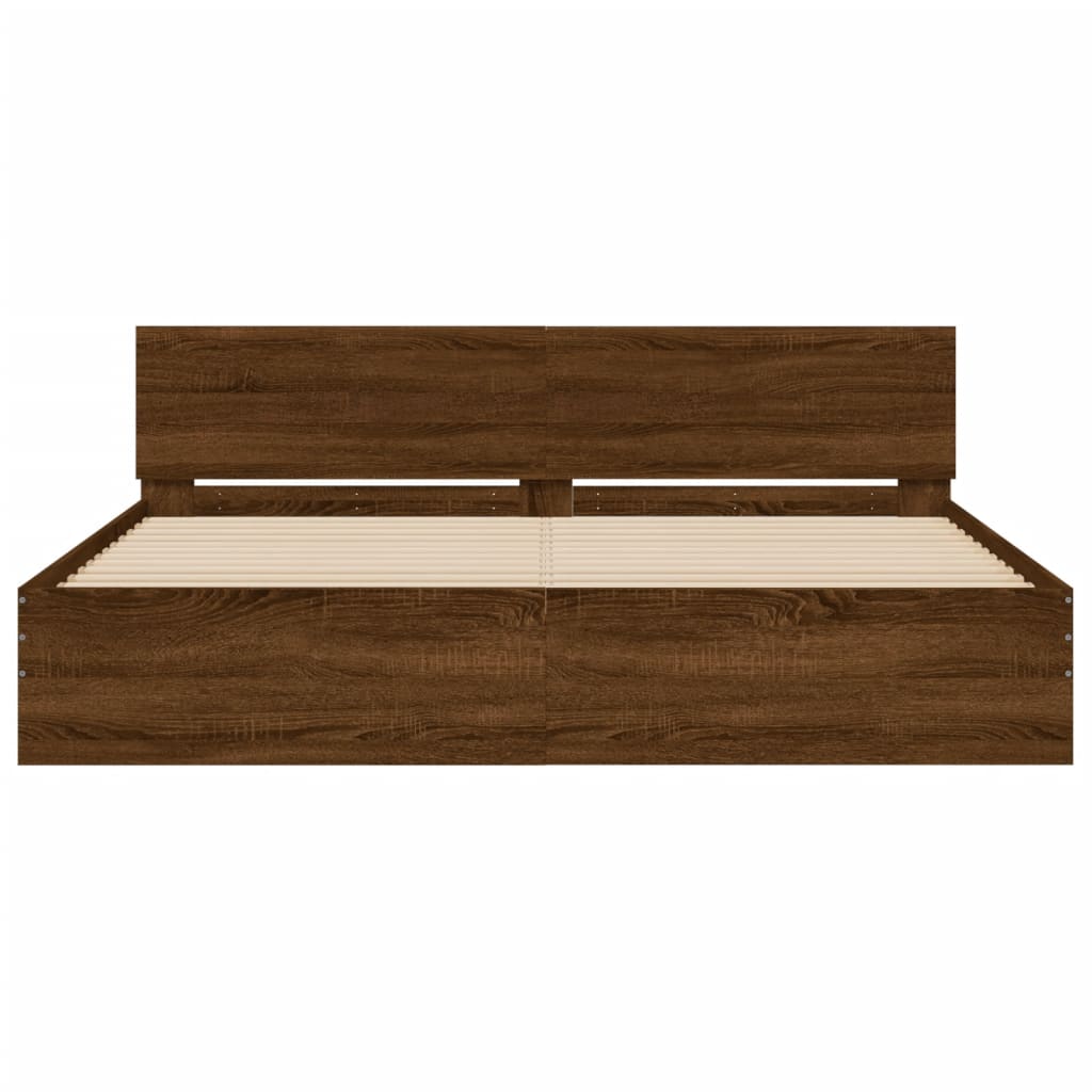 vidaXL Bed Frame | Brown Oak | Engineered wood and Plywood | Double | Bed Frame