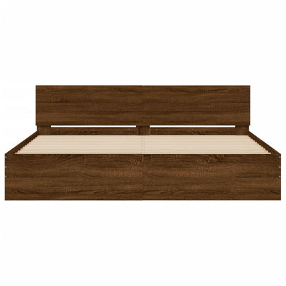 vidaXL Bed Frame | Brown Oak | Engineered wood and Plywood | Double | Bed Frame