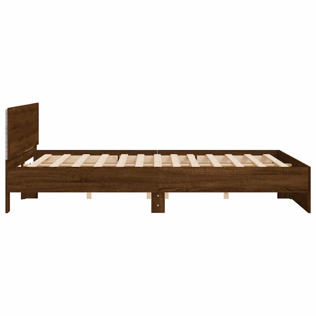 vidaXL Bed Frame | Brown Oak | Engineered wood and Plywood | Double | Bed Frame
