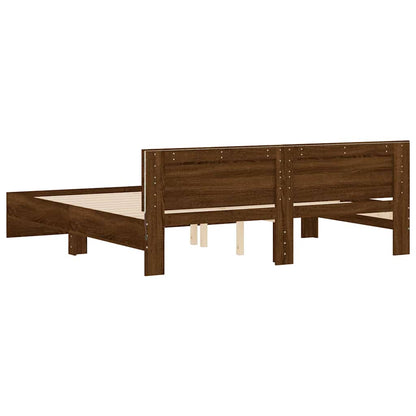 vidaXL Bed Frame | Brown Oak | Engineered wood and Plywood | Double | Bed Frame
