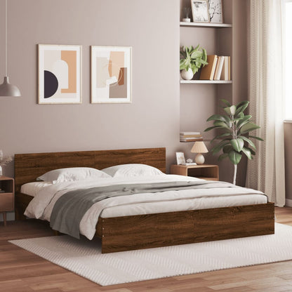 vidaXL Bed Frame | Brown Oak | Engineered wood and Plywood | Double | Bed Frame