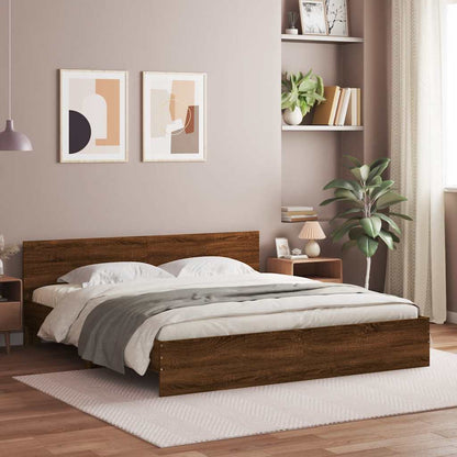 vidaXL Bed Frame | Brown Oak | Engineered wood and Plywood | Double | Bed Frame
