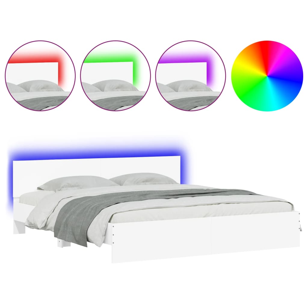 vidaXL Bed Frame | White | Engineered wood, Plywood | Super King | Bed Frame