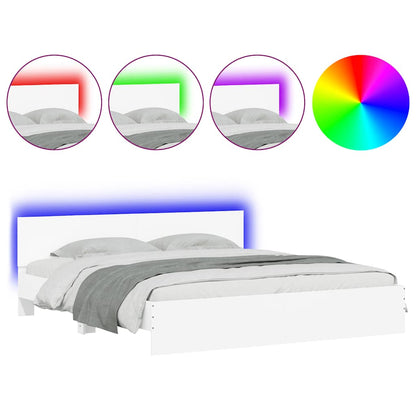 vidaXL Bed Frame with LED without Mattress White 180x200 cm Super King