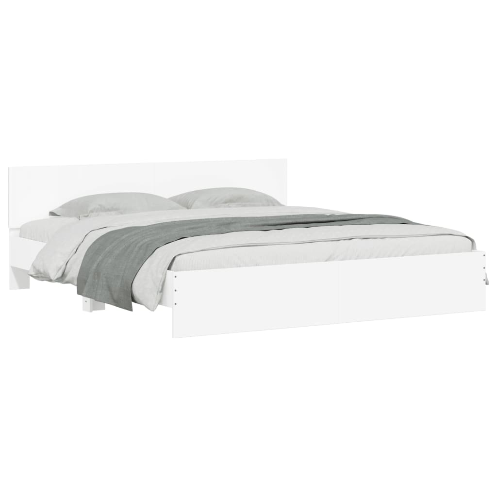 vidaXL Bed Frame | White | Engineered wood, Plywood | Super King | Bed Frame