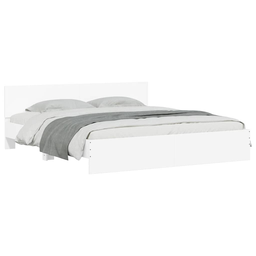 vidaXL Bed Frame with LED without Mattress White 180x200 cm Super King