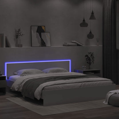 vidaXL Bed Frame with LED without Mattress White 180x200 cm Super King