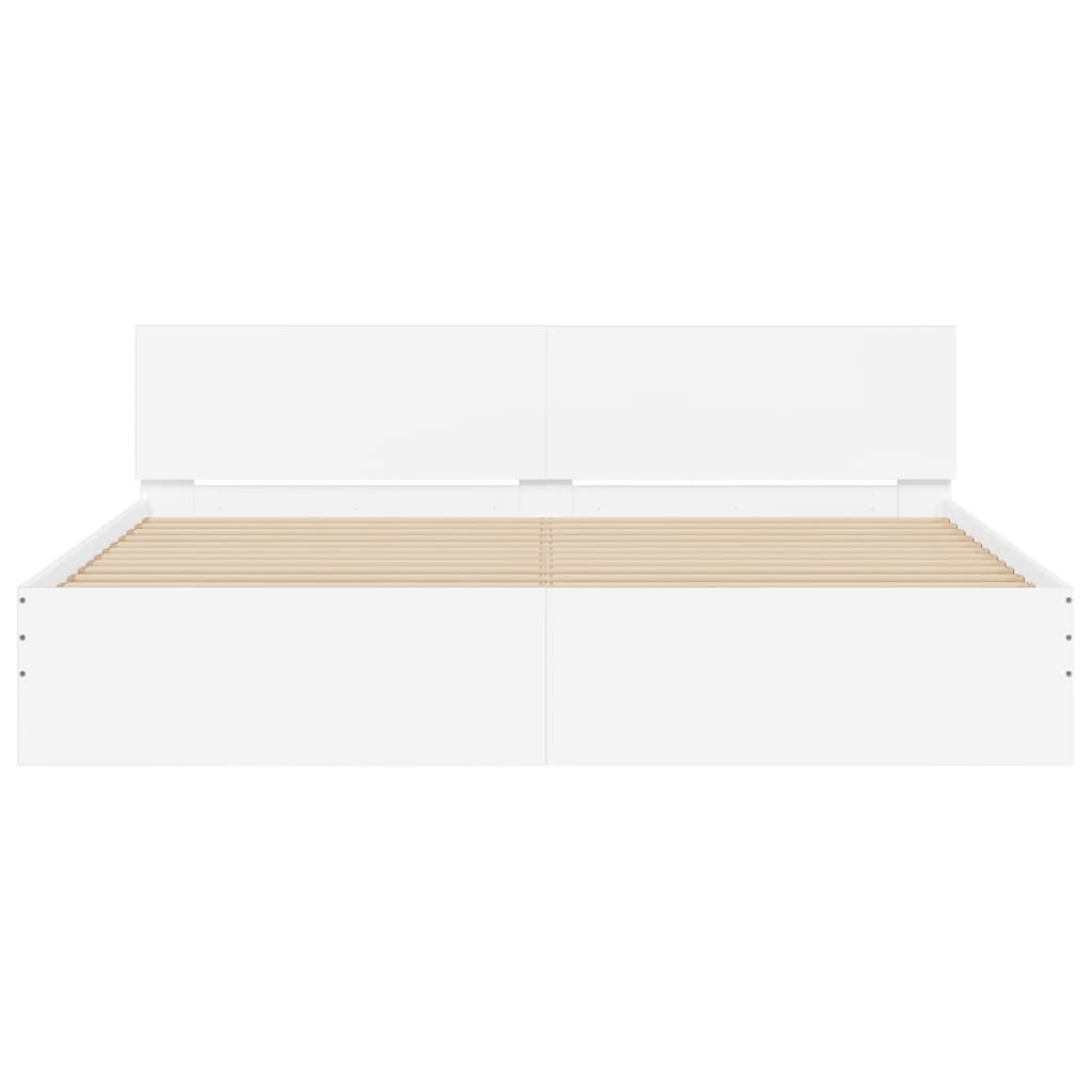vidaXL Bed Frame | White | Engineered wood, Plywood | Super King | Bed Frame