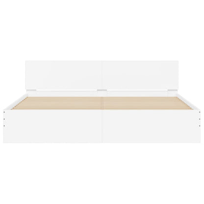 vidaXL Bed Frame | White | Engineered wood, Plywood | Super King | Bed Frame