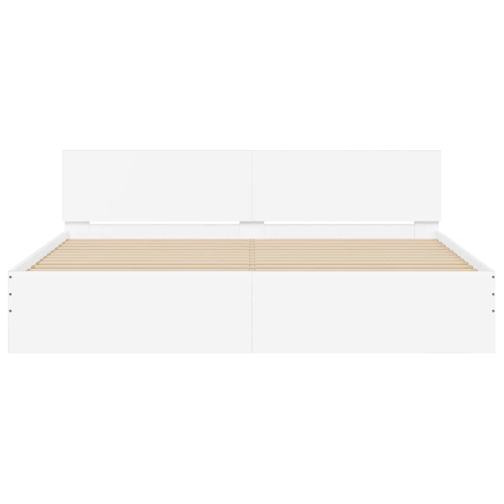 vidaXL Bed Frame with LED without Mattress White 180x200 cm Super King