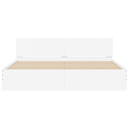 vidaXL Bed Frame with LED without Mattress White 180x200 cm Super King